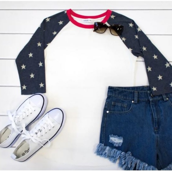 Tickled Teal Tops - Tickled Teal NWOT patriotic raglan tee